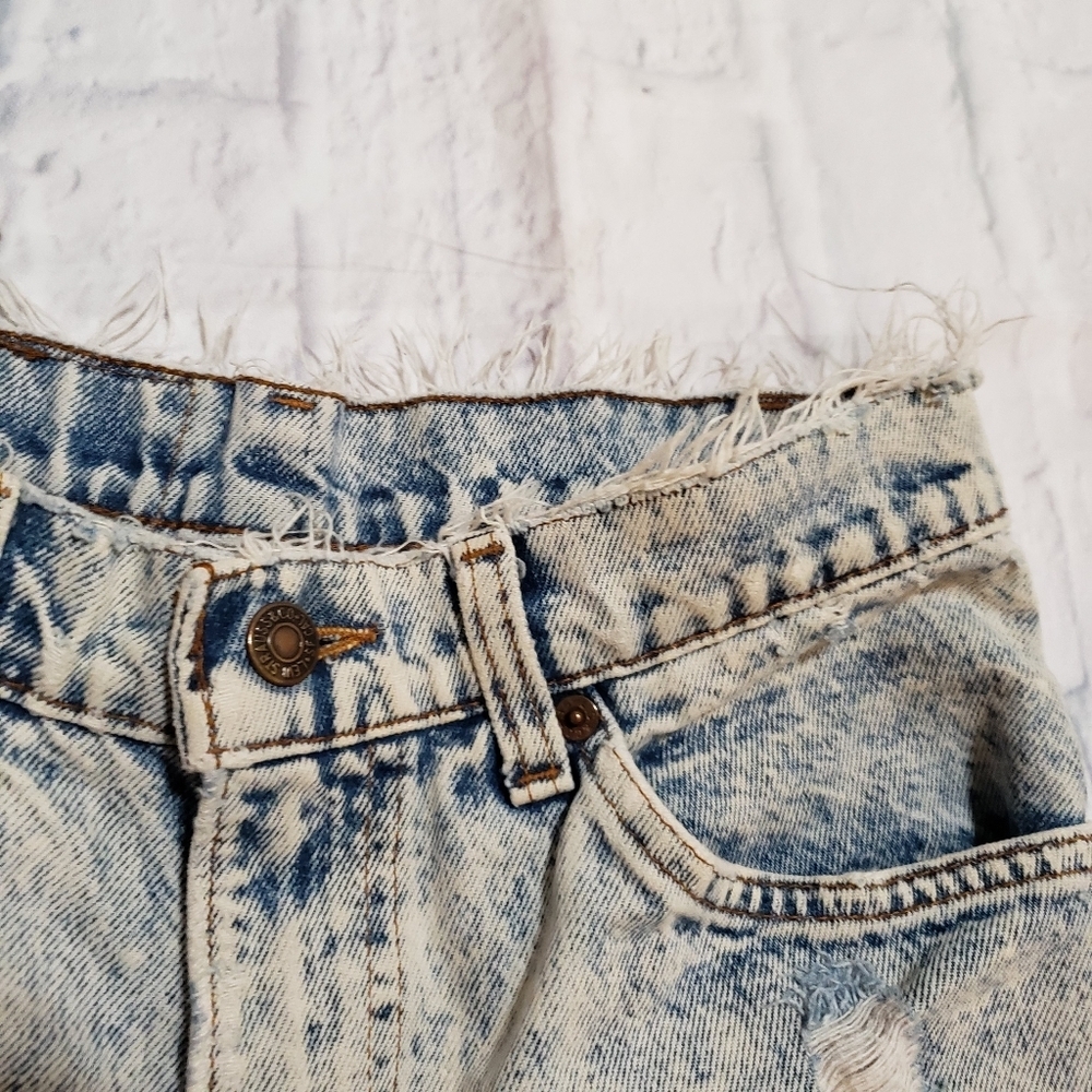 VINTAGE ORANGE TAB Distressed ACID WASH Levi’s Shorts - Picture 5 of 15